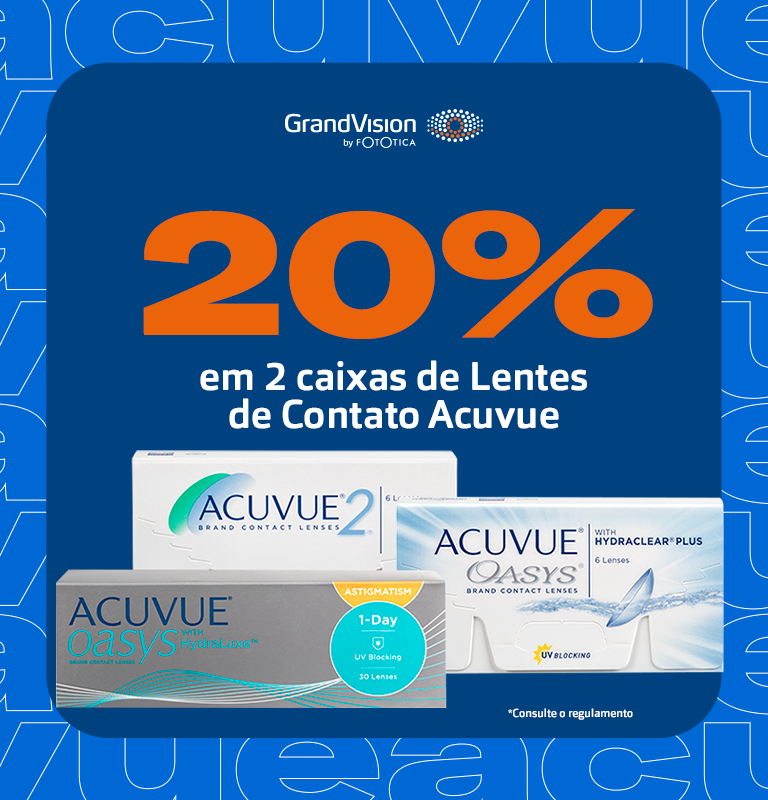 20%OFF em 2 caixas de lentes de contato Acuvue